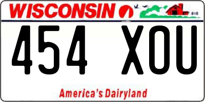 WI license plate 454XOU