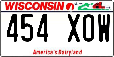 WI license plate 454XOW