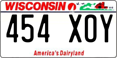 WI license plate 454XOY