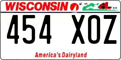 WI license plate 454XOZ