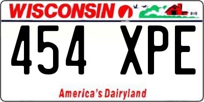 WI license plate 454XPE