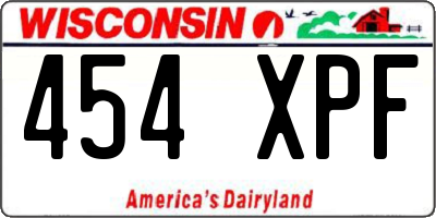 WI license plate 454XPF