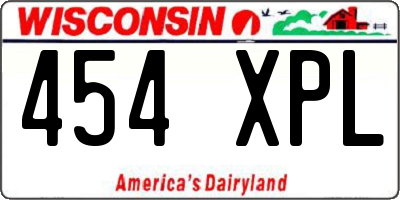 WI license plate 454XPL