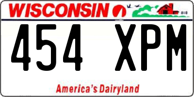WI license plate 454XPM