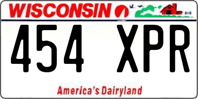 WI license plate 454XPR
