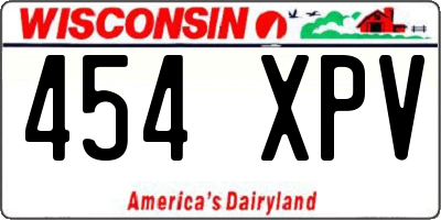 WI license plate 454XPV