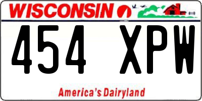 WI license plate 454XPW