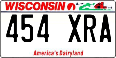 WI license plate 454XRA