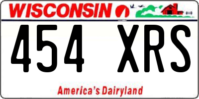 WI license plate 454XRS