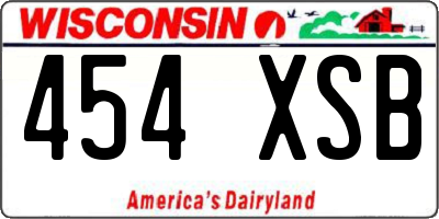 WI license plate 454XSB