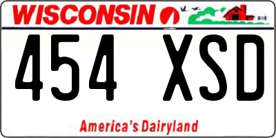 WI license plate 454XSD