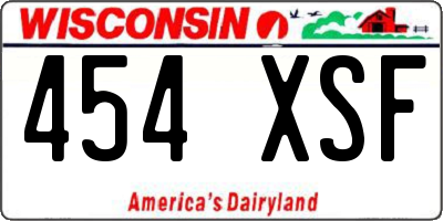 WI license plate 454XSF