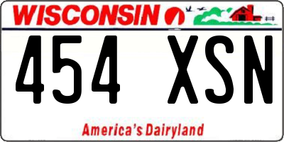 WI license plate 454XSN
