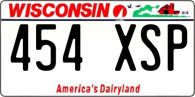 WI license plate 454XSP