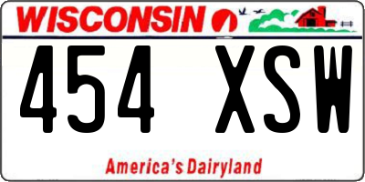 WI license plate 454XSW