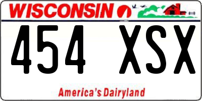 WI license plate 454XSX