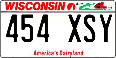 WI license plate 454XSY