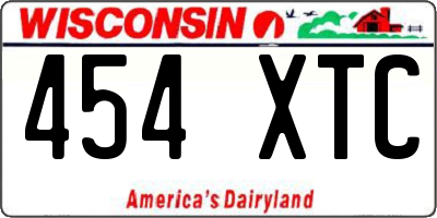 WI license plate 454XTC