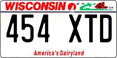 WI license plate 454XTD