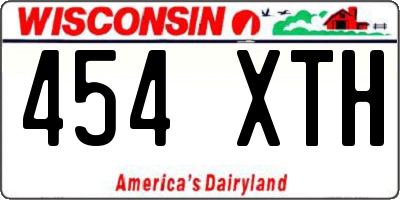 WI license plate 454XTH