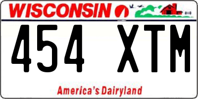 WI license plate 454XTM
