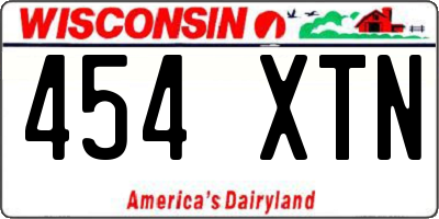 WI license plate 454XTN