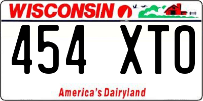 WI license plate 454XTO