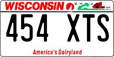 WI license plate 454XTS