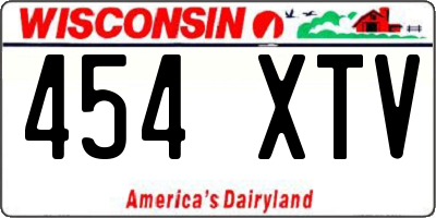WI license plate 454XTV