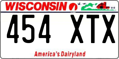 WI license plate 454XTX