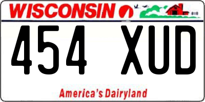 WI license plate 454XUD