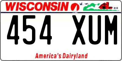WI license plate 454XUM