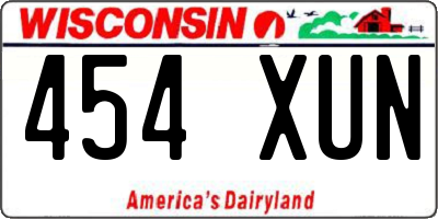 WI license plate 454XUN