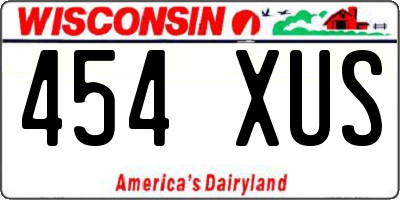 WI license plate 454XUS
