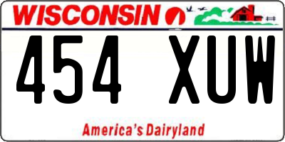 WI license plate 454XUW
