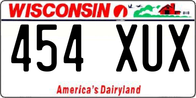 WI license plate 454XUX