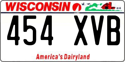 WI license plate 454XVB