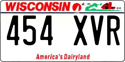 WI license plate 454XVR