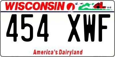 WI license plate 454XWF