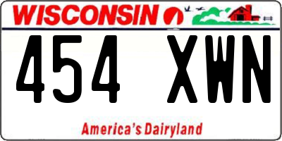 WI license plate 454XWN