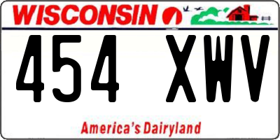 WI license plate 454XWV