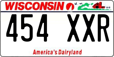 WI license plate 454XXR