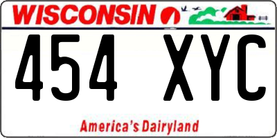 WI license plate 454XYC