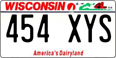WI license plate 454XYS