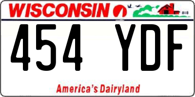 WI license plate 454YDF