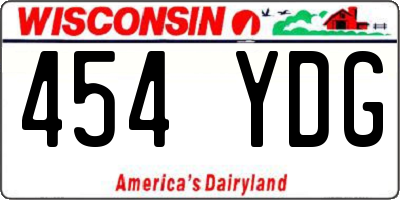 WI license plate 454YDG