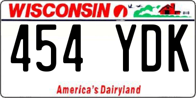 WI license plate 454YDK