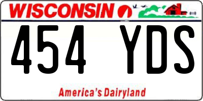 WI license plate 454YDS