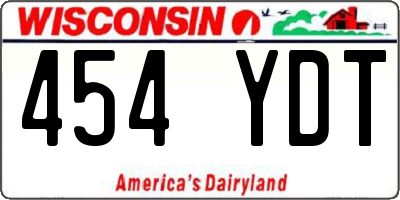 WI license plate 454YDT