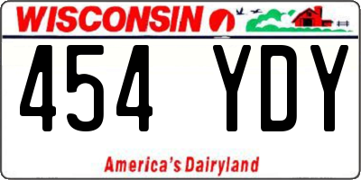 WI license plate 454YDY